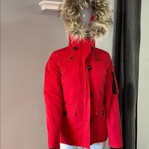 Canada Goose Red  Jacket with Fur Hood